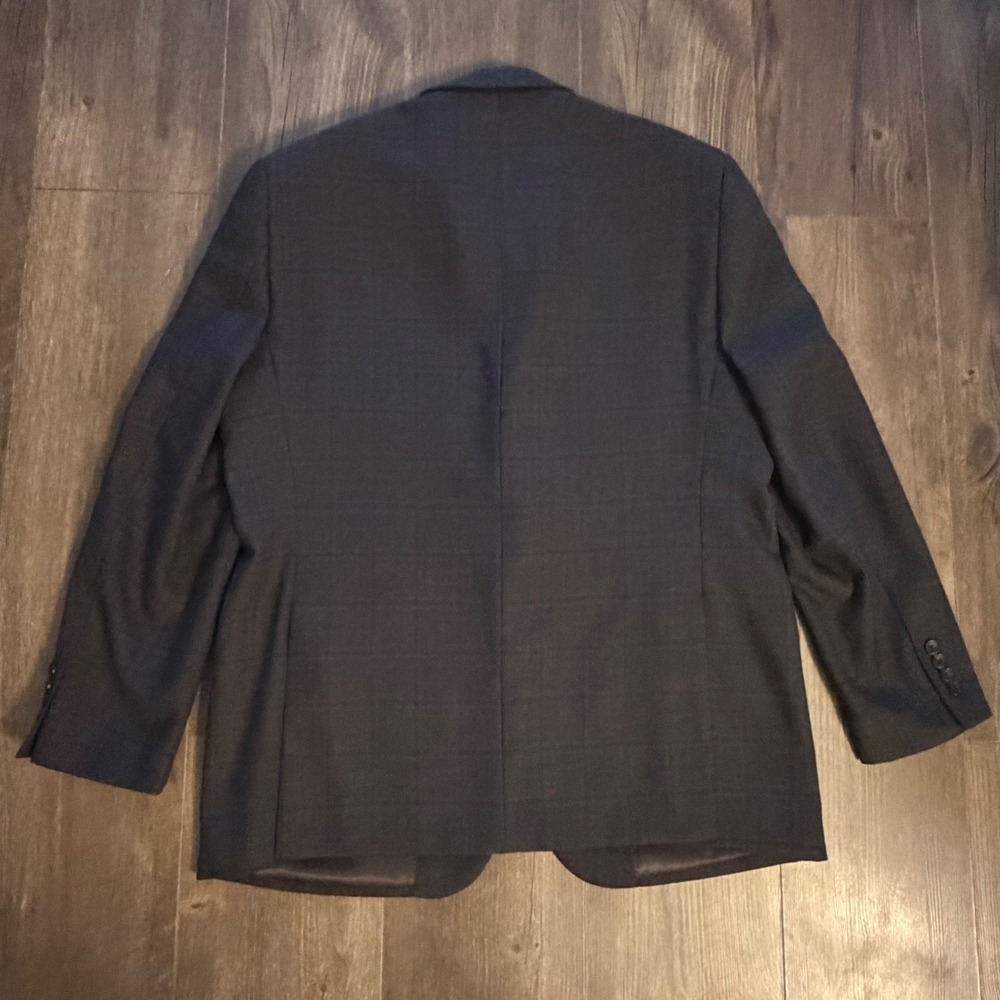 Pronto Uomo Platinum Blazer Charcoal Grey Brown Windowpane 100% Wool 48 Long - Picture 9 of 13